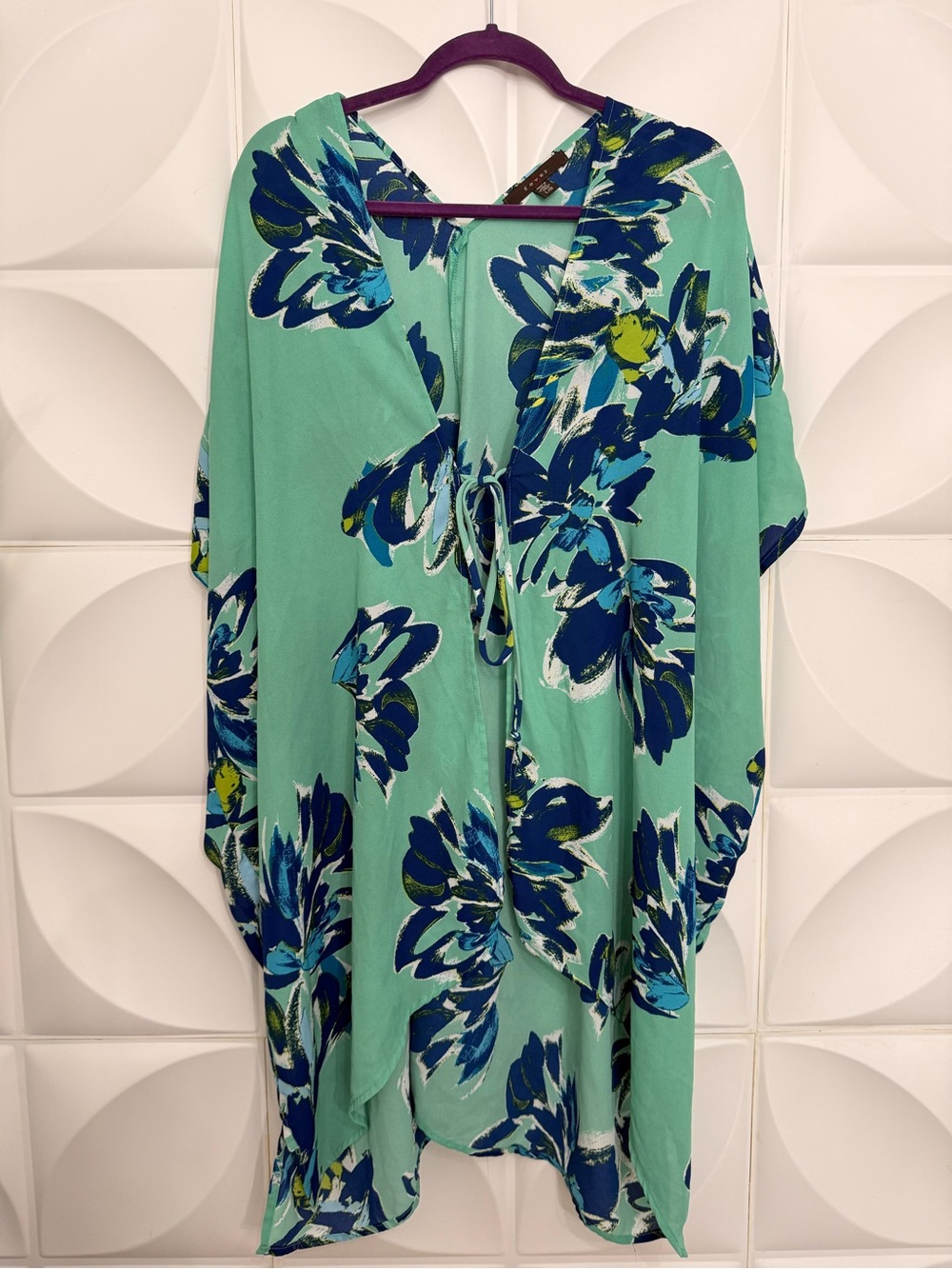 Fever Mint Green Floral Tunic with Navy & Aqua Accents